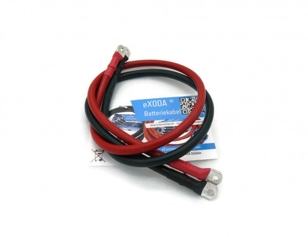 Kabel Set 35 mm² 75cm mit Schrumpfschlauch mit Kabelschuhen M6 Rot und Schwarz