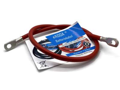 EXODA Batteriekabel 10 Mm² 50cm - Mit M6 Kabelschuhen, Rot, Für Auto & Solar