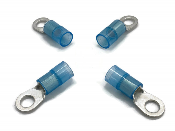 Kabelschuh 10mm2 bis 16mm2 M8 isoliert 4x Ringöse Pressöse Quetschkabelschuhe blau