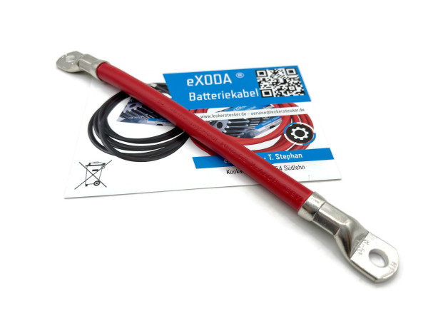 Batteriekabel 50 mm² 20cm mit Kabelschuhen M8 Rot