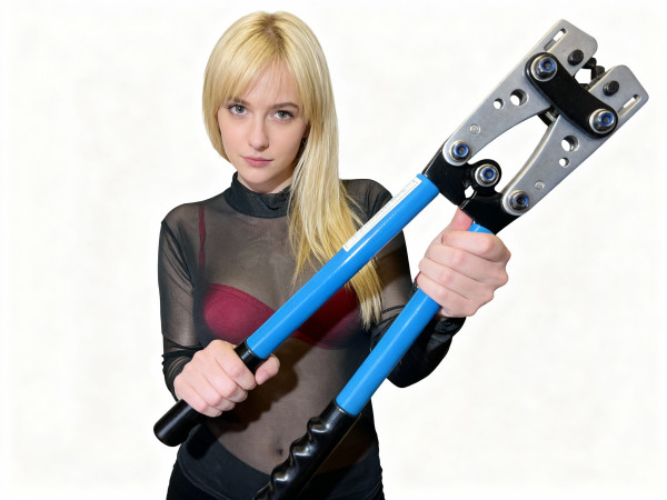 eXODA Crimpzange gross aus Stahl rutschfeste Griffe drehbarer Revolver-Crimp 6 bis 50mm² Presszange Kabelschuhzange