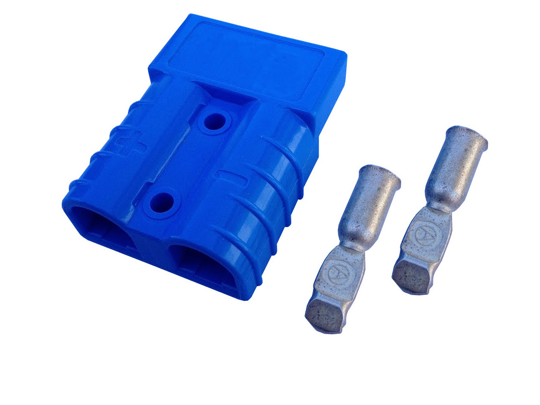 Hochstromsteckverbinder 50A, blau, 2-polig inkl. Crimpkontakte bis 8mm² /  AWG8