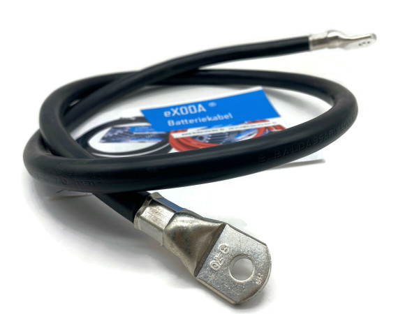 eXODA Batteriekabel 70 mm² 100 cm M8 Schwarz hohe Leistung bis 5645 Watt für Auto Boot Motorrad flexibel temperaturbeständig bis 70° robust 99,9 % Kupfer