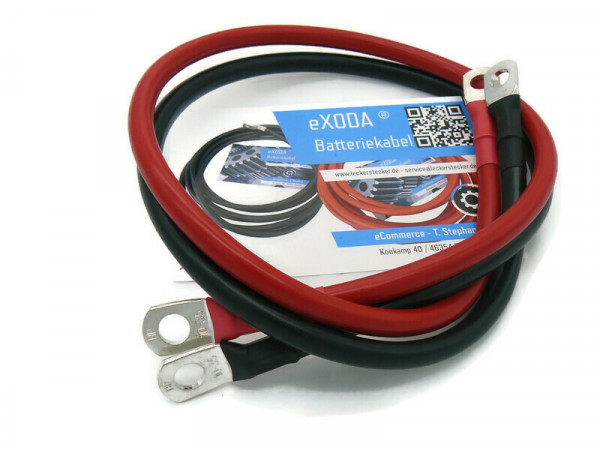 Kabel Set 35 mm² 75cm mit Schrumpfschlauch Kabelschuhe M10 Rot Schwarz