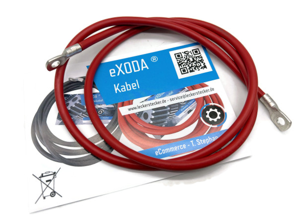 Batteriekabel 10 mm² 100cm mit Kabelschuhen M6 Rot