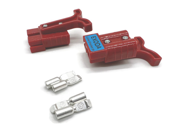 Batterie Stecker Rot 50A im Set mit Griff und 4-6 mm2 Kontakten