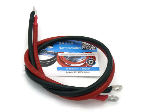 Kabel Set 25 mm² 75cm mit Schrumpfschlauch mit Kabelschuhen M8 Rot und Schwarz