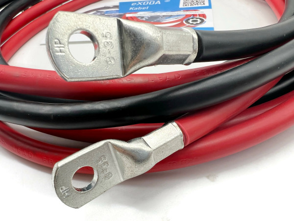 Batteriekabel Set 35 mm² 300cm mit Kabelschuhen M8 Rot und Schwarz