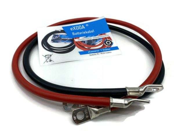 eXODA Batteriekabel Set 35 mm² 75cm mit Kabelschuhen M8 Rot und Schwarz für Autos Boote Motorräder und mehr flexible Verarbeitung hohe Materialqualität