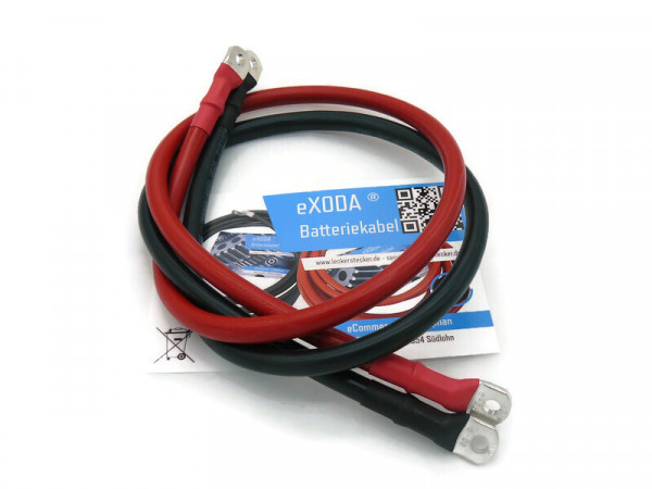 Kabel Set 35 mm² 75cm mit Schrumpfschlauch Kabelschuhe M6 Rot Schwarz