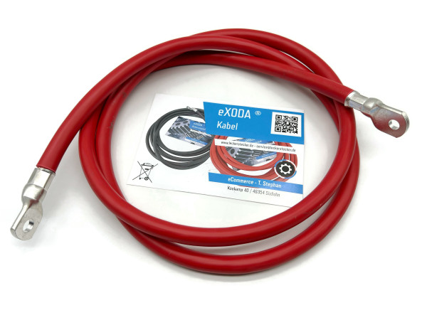 Exoda Batteriekabel 70 mm² 1,8m mit M8 Kabelschuhen in Rot flexibles und hochwertiges Kabel für Auto Boot Motorrad max 3136 Watt für vielseitige Anwendungen
