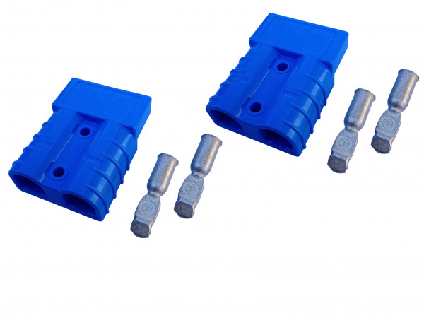 Batterie Stecker 50A 10 mm2 blau Set Steckverbinder für Gabelstapler Kabel