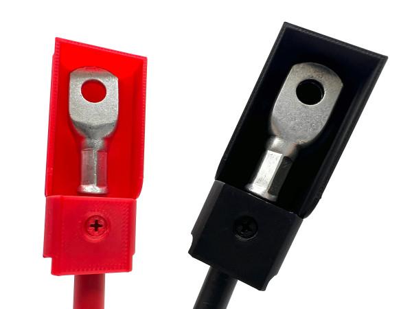eXODA 2x Polschutz Rot und Schwarz für nachträgliche Montage für 12 mm Kabel