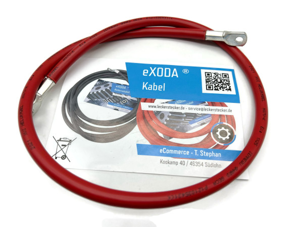 Batteriekabel 25 mm² 75cm Kabelschuhe M6 und M8 Rot