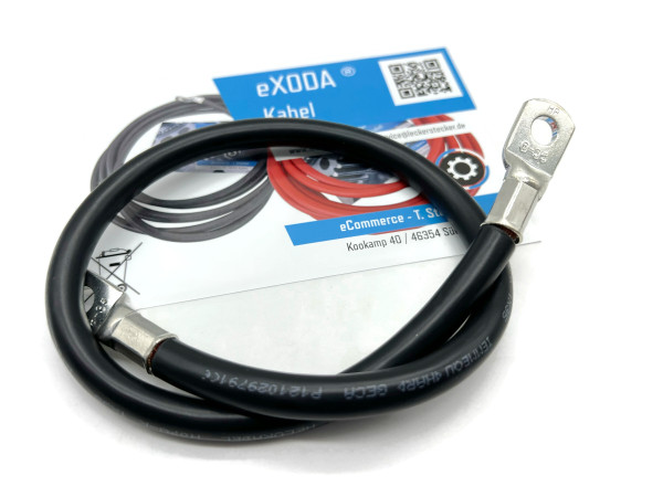eXODA Batteriekabel 35 mm² 50cm mit Kabelschuhen M8 Schwarz flexibel hochqualitativ geprüft für Auto KFZ Boot Motorrad hohe Materialqualität 99 9 % Kupferanteil