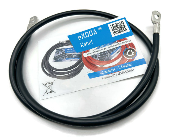 Batteriekabel 25 mm² 100cm mit Kabelschuhen M8 Schwarz
