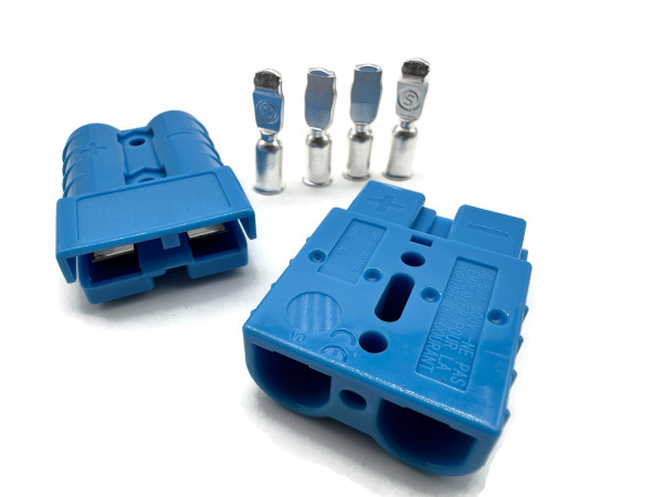 Batterie Stecker 50A 16 mm2 blau Set Steckverbinder für Gabelstapler Kabel