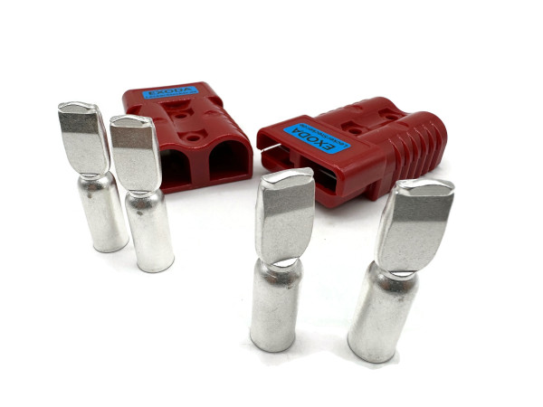 eXODA Batterie Stecker 175A 25 mm2 rot Steckverbinder für Gabelstapler Kabel mit versilberten Kupferkontakten u