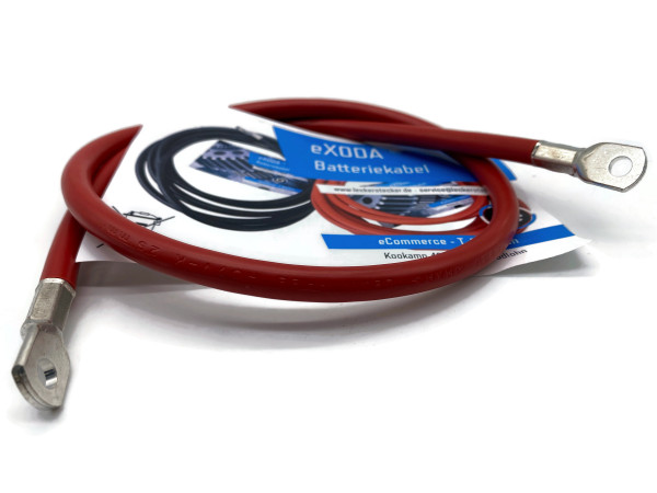 Batteriekabel 25 mm² 75cm Kupfer Stromkabel mit Ringösen M6 Rot 12V KFZ Kabel