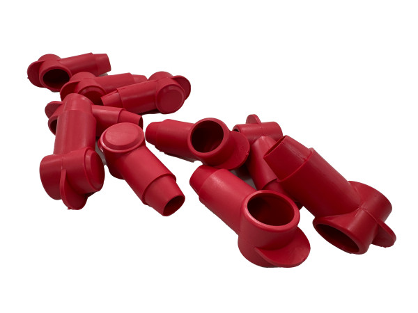 eXODA 10x Polschutzkappe für Kabel 35-95 mm² Kopf 20mm Rot konische Kabeldurchführung zum Abdecken von Ringkabelschuhen aus PVC temperaturbeständig -35 bis 105 °C