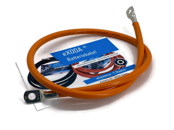 Batteriekabel 25 mm² 75cm mit Kabelschuhen M8 Orange