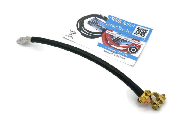 ###eXODA Batteriekabel Massekabel 35 mm² 25cm mit Kabelschuh M8 und Minus Polklemme 11mm flexibel schwarz 99 9% Kupfer hitzebeständig bis 70° für vielseitige Anwendungen