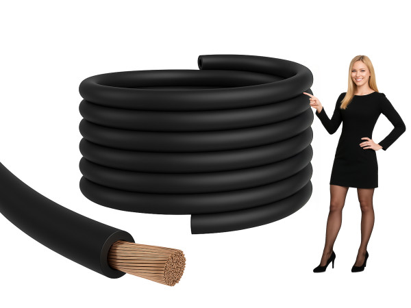 5m Batteriekabel Schwarz 70 mm² qmm H-07-V-K Kupfer-Stark-Strom- feindraht PVC
