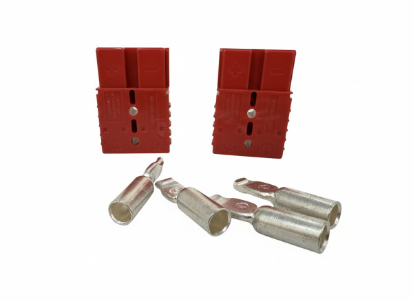 eXODA Batterie Stecker 120A 35 mm2 grau Steckverbinder für Gabelstapler Kabel mit versilberten Kupferkontakten und robustem Kunststoffgehäuse passend für Verpressen oder Verlöten.