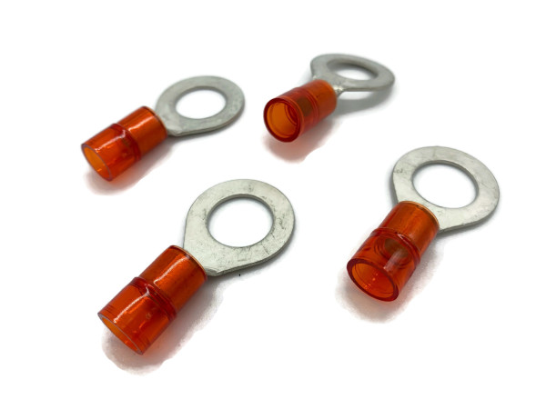 eXODA Kabelschuh 6mm2 bis 10mm2 M10 isoliert 4x Ringöse Pressöse Quetschkabelschuhe rot