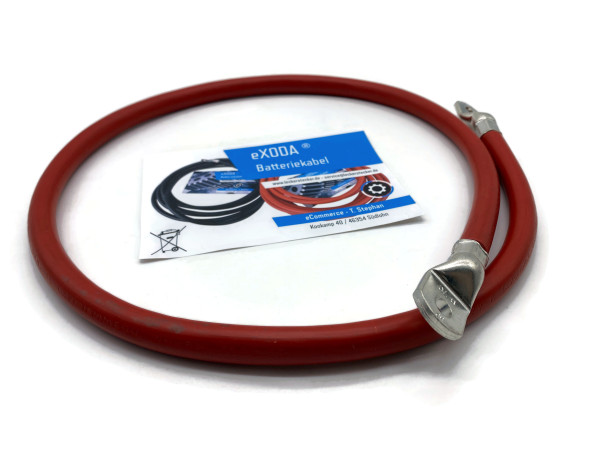 eXODA 70 mm² Batteriekabel 100cm M8 Rot hohe Leistung 5645 Watt 470A 12V flexibel Qualitätskupfer bis 70° für Auto Boot Motorrad hergestellt in Deutschland