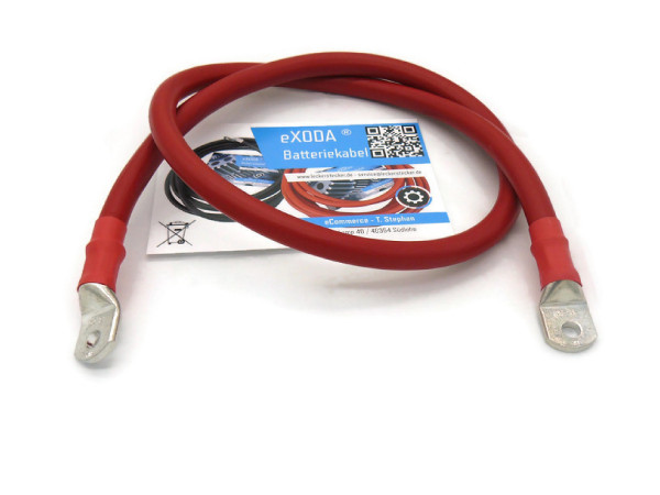 Kabel 70 mm² 100cm mit Schrumpfschlauch mit Kabelschuhen M8 Rot