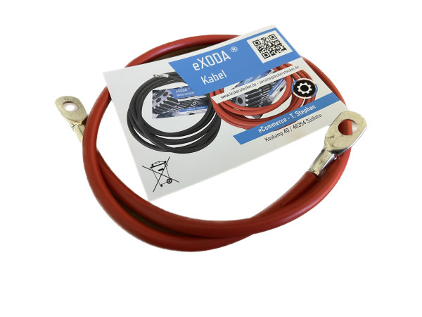 Batteriekabel 25 mm² 50cm mit Kabelschuhen M10 Rot