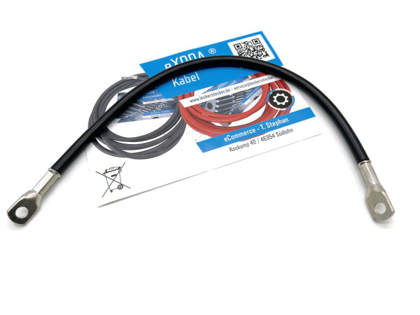Batteriekabel 16 mm² 30cm mit Kabelschuhen M6 Schwarz