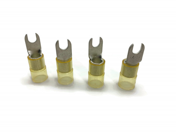 Gabelkabelschuh 16mm2 bis 25mm2 M6 isoliert 4x Ringöse Pressöse Quetschkabelschuhe gelb