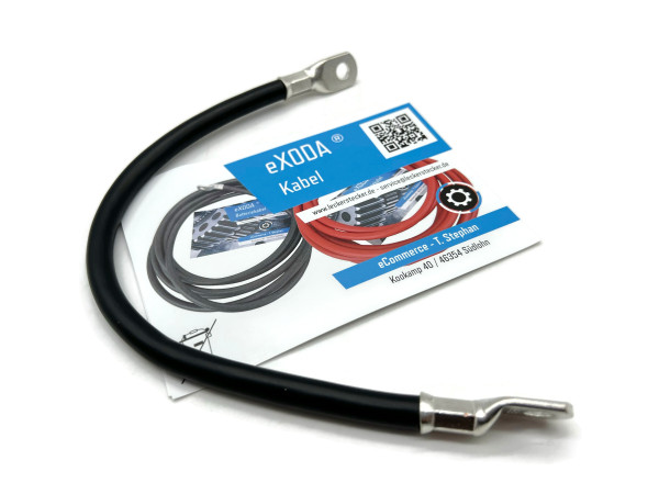 eXODA Batteriekabel 35 mm² 30cm mit Kabelschuhen M8 Schwarz flexibel für Auto Boot Motorrad hohe Materialqualität 99 9 % Kupferanteil temperaturbeständig bis 70°