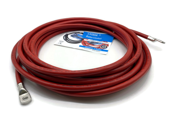 Batteriekabel 35 mm² 10m Kupfer Stromkabel mit Ringösen M8 rot 12V KFZ Kabel