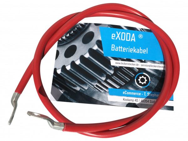 Batteriekabel 22 mm² 1,50m Kupfer Stromkabel mit Ringösen M10 rot 12V KFZ Kabel
