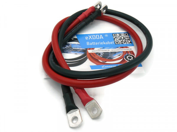 Kabel Set 35 mm² 75cm mit Schrumpfschlauch Kabelschuhe M8 Rot Schwarz
