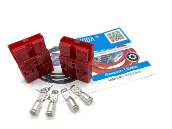 Batterie Stecker 50A 10 mm2 rot Set Steckverbinder für Gabelstapler Kabel