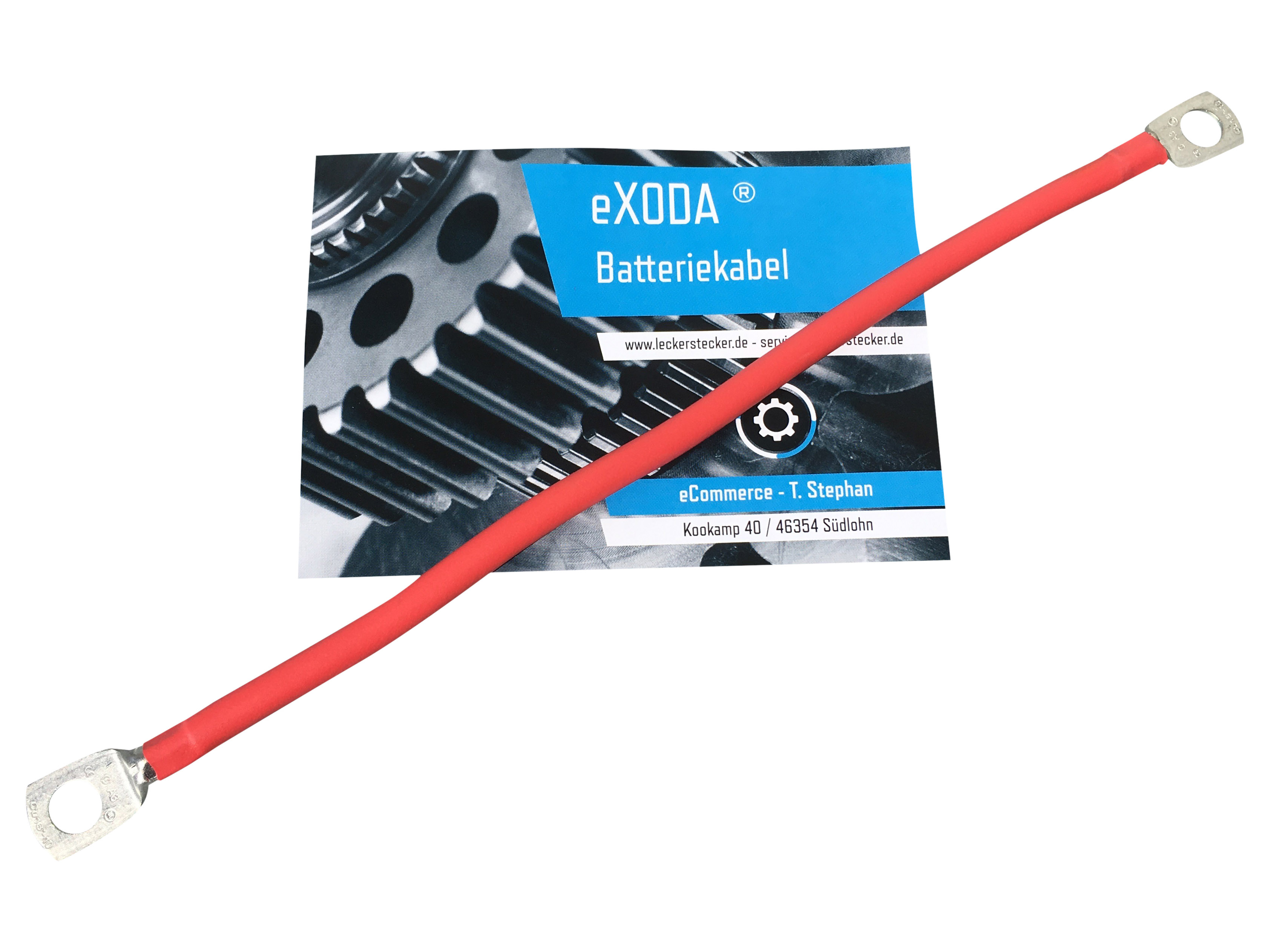 eXODA Batteriekabel 25 mm2 200cm mit Ringösen M10 rot Auto KFZ Ladegerät Kabel 
