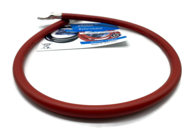 eXODA Batteriekabel 50 mm² 75cm mit Kabelschuhen M8 Rot für Auto Boot Motorrad robust mit flexiblem PVC Mantel hohe Materialqualität 99,9 % Kupferanteil für vielseitigen Einsatz