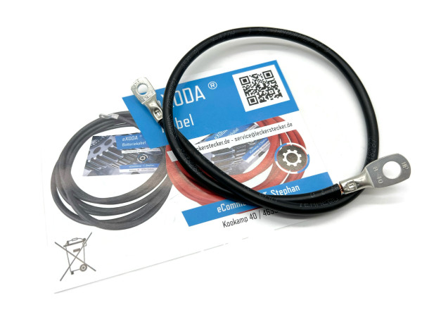 Batteriekabel 10 mm² 50cm Kabelschuhe M6 und M8 Schwarz