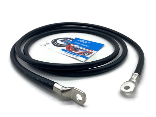Batteriekabel 50 mm² 2,5m Kabelschuhe M8 und M10 Schwarz