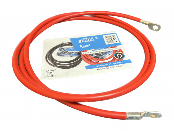 Batteriekabel 25 mm² 200cm Kabelschuhe M8 und M10 Rot