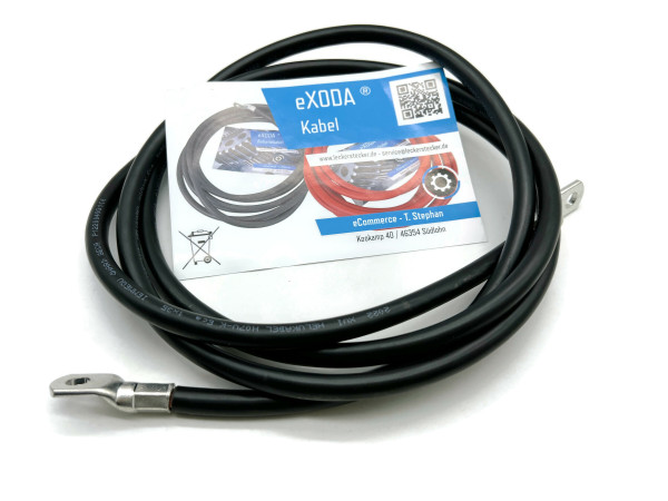Batteriekabel 35 mm² 200cm mit Kabelschuhen M8 Schwarz