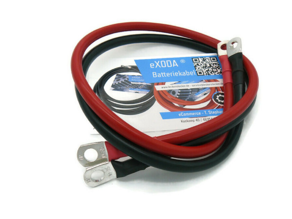 Kabel Set 35 mm² 75cm mit Schrumpfschlauch mit Kabelschuhen M10 Rot und Schwarz