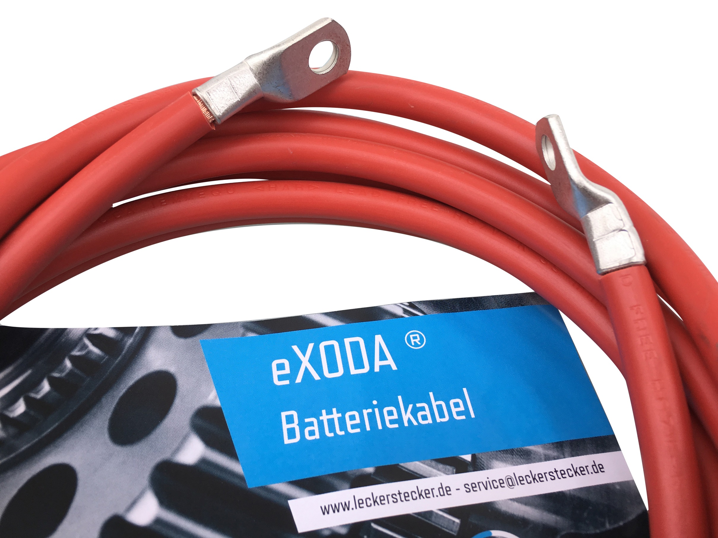 Batteriekabel KFZ Kabel 10 mm² rot + Ringösen/Kabelschuhe M6/M8