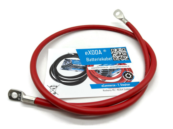 Batteriekabel 25 mm² 100cm Kabelschuhe M8 und M10 Rot