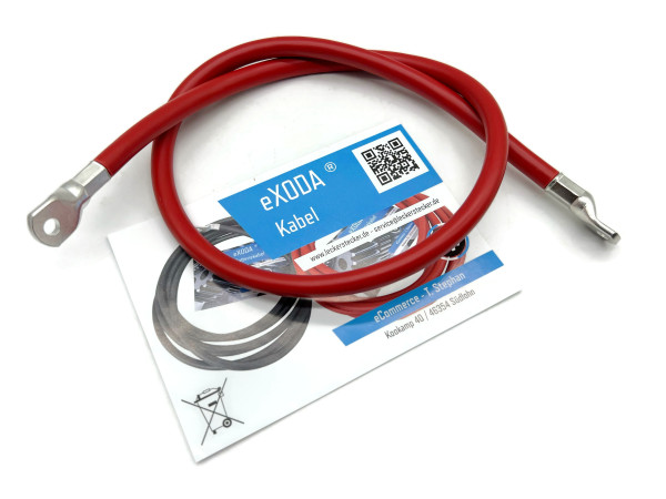 Batteriekabel 35 mm² 75cm mit Kabelschuhen M6 Rot
