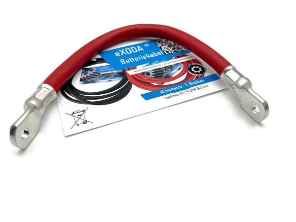 eXODA 70 mm² Batteriekabel 30cm M8 Rot mit Kabelschuhen für Auto Boot Motorrad 99 9 % Kupfer max 18816 Watt 1568A bei 12V hitzebeständig bis 70°C Made in Germany